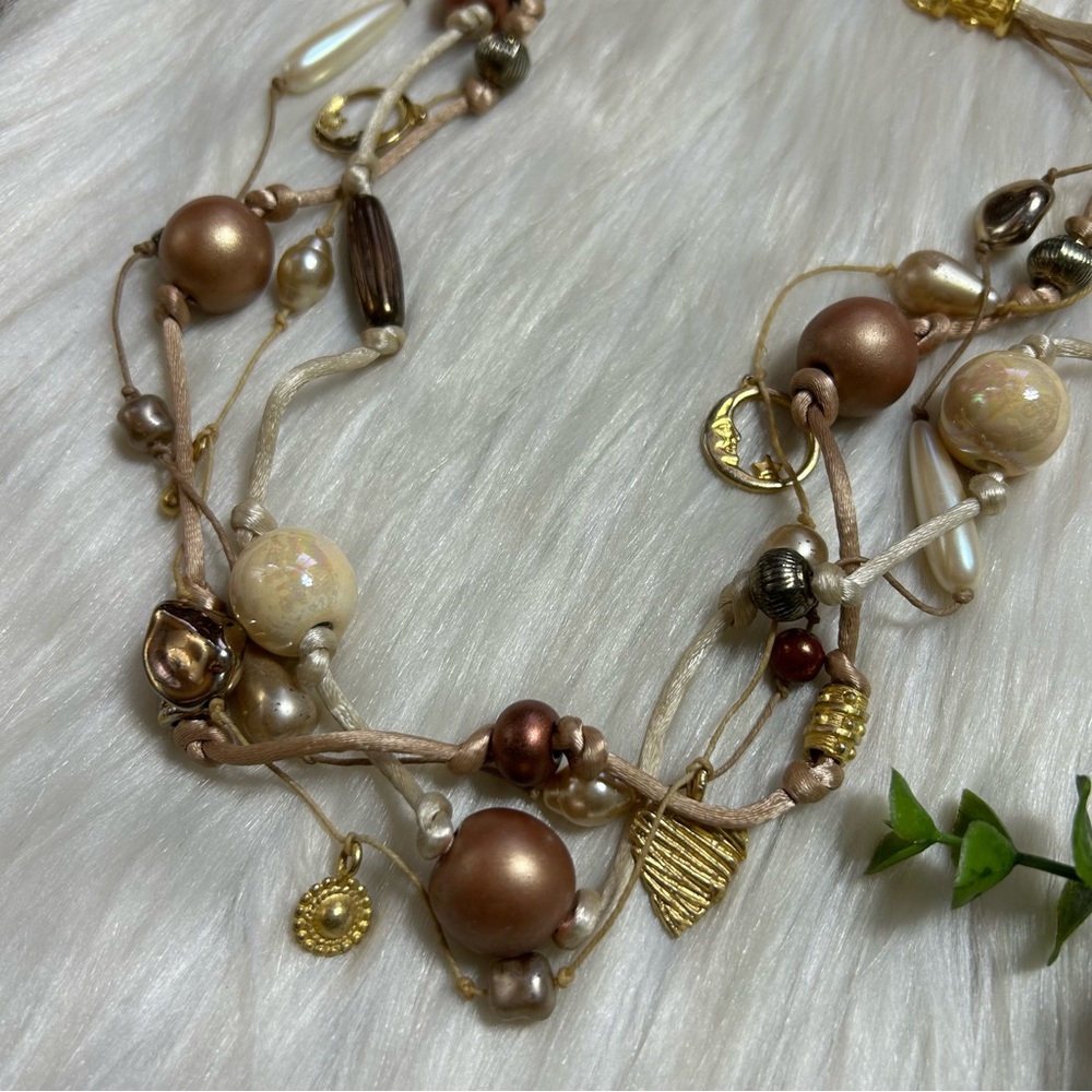 Lonnie Lovness layered beaded charm multi strand necklace